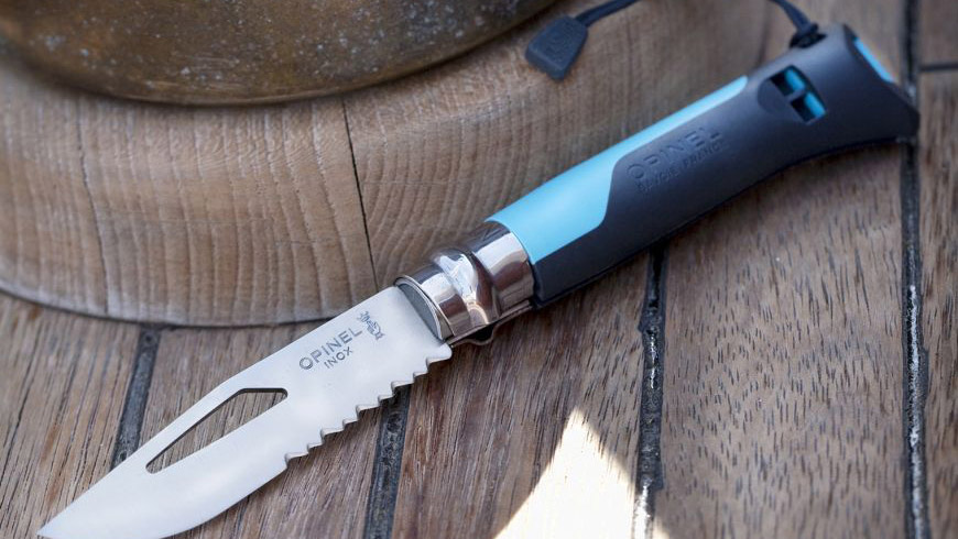 Nóż turystyczny wyprawowy składany Opinel Outdoor N°08 - kolor: niebieski
